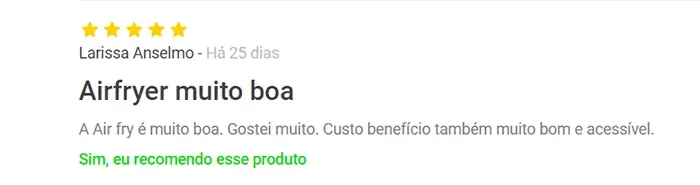Depoimento da Larissa sobre a Air Fryer Nell