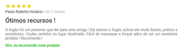 Depoimento sobre a facilidade de uso do Fogão Itatiaia