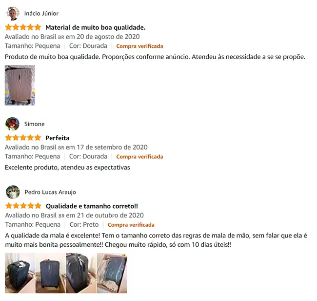 Avaliação dos Usuários sobre a Mala Polo King