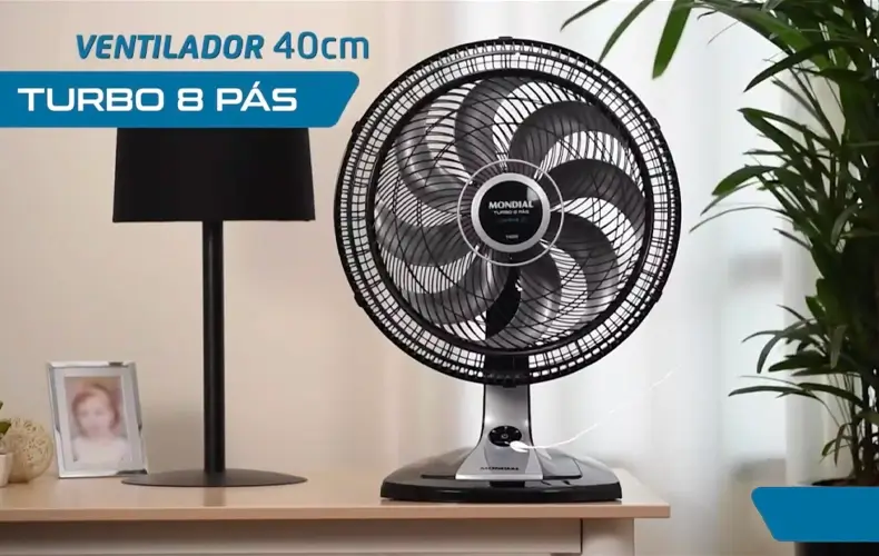 Ventilador 40cm Turbo 8 Pás Control, Mondial, 110V, 140W, Preto/Prata - VTX-40-8P-CR