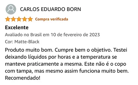 Depoimento sobre qualidade do copo Stanley