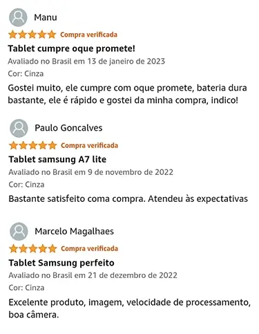 Depoimentos de clientes Samsung