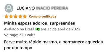 Depoimento sobre a Rapidez e fácil manuseio.
da chaleira Agratto