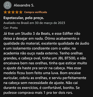 Opinião sobre as funcionalidades do fone de ouvido Edifier W820NB