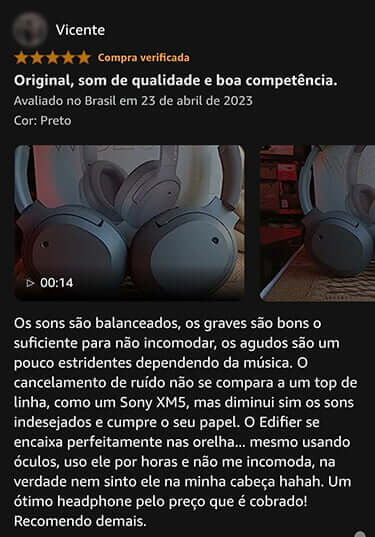 Qualidade de som do fone de ouvido Edifier W820NB é boa