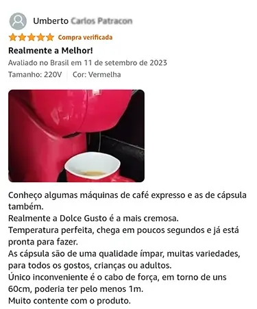Excelente qualidade e temperatura da Dulce Gusto