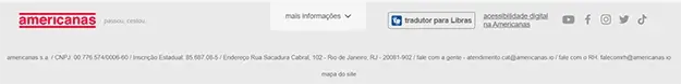 Rodapé da Americanas